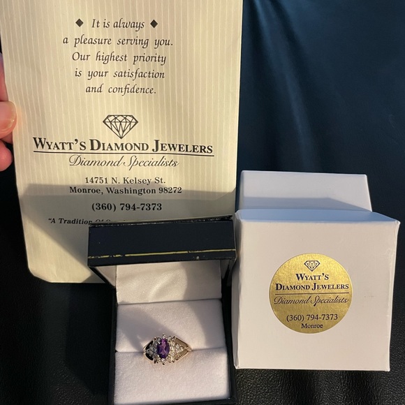 SOLD on another platform ~ Amethyst and diamond ring set- 14 karat gold~ size 7 - Picture 4 of 6